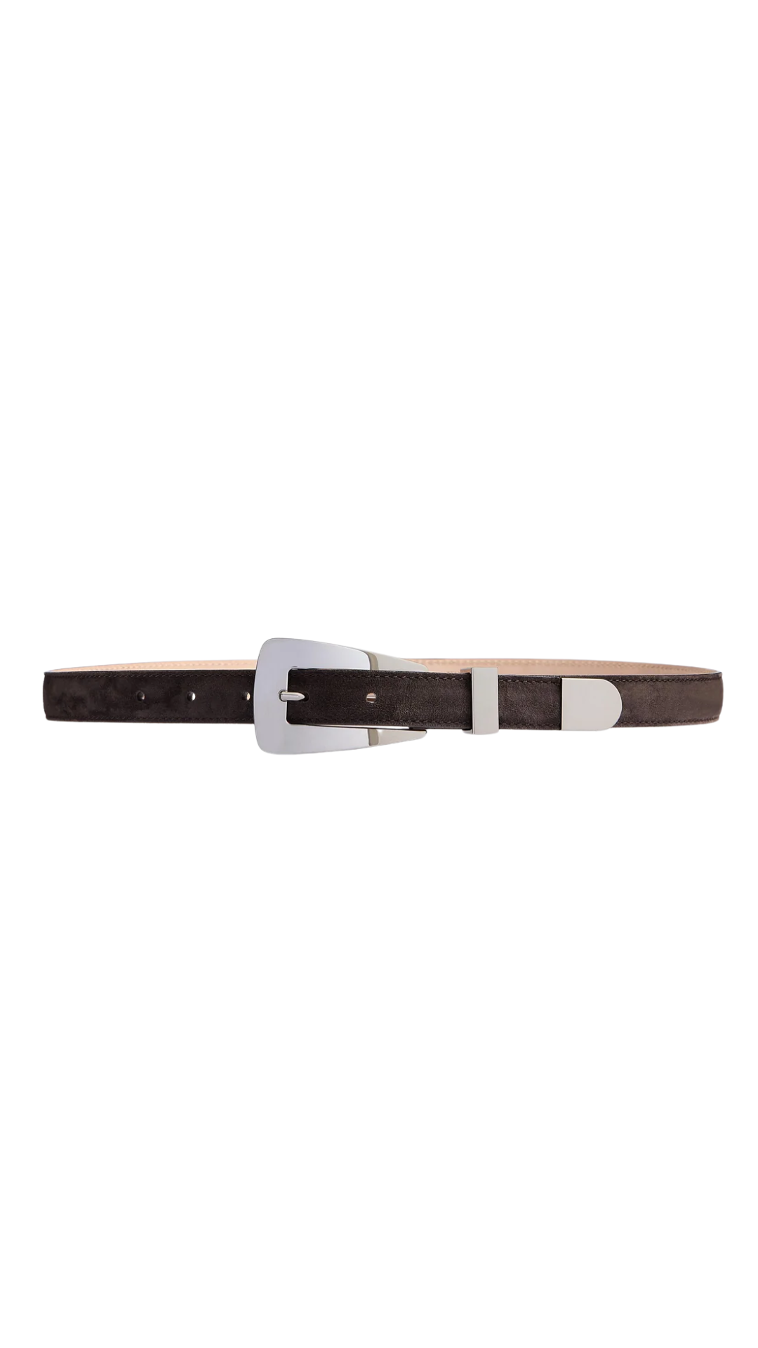 Small Lucca Belt in Dark Brown Suede with Silver