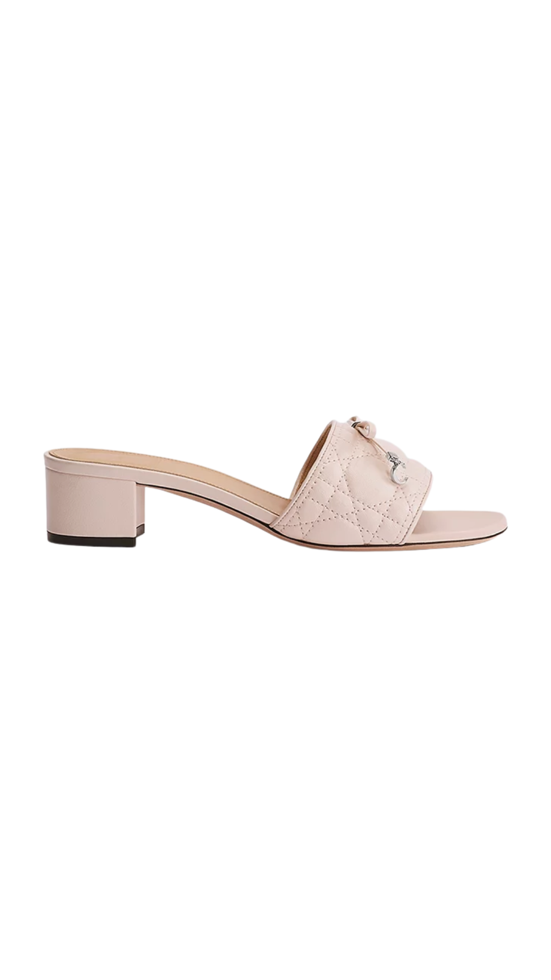 Dior Cannage Sandal With Lambskin Heel in Dragée Pink Quilted Cannage Lambskin