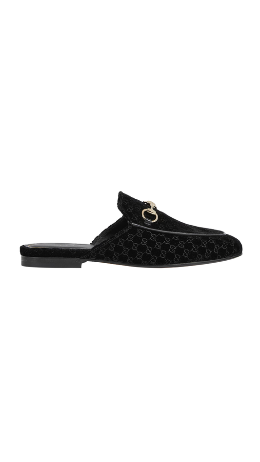 Women's Princetown Slipper in Variation Black GG Velvet