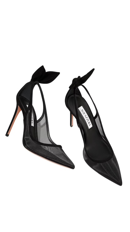 Bow Tie Mesh Pump 105 in Black