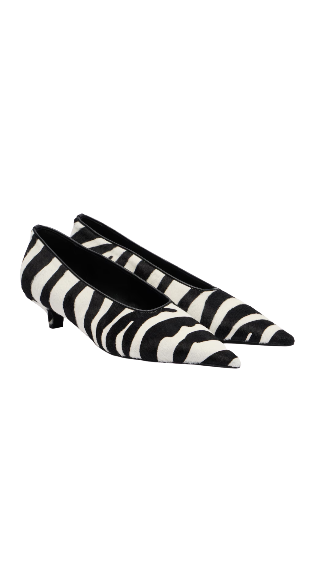 Sharp Pony Hair Kitten Pumps Zebra