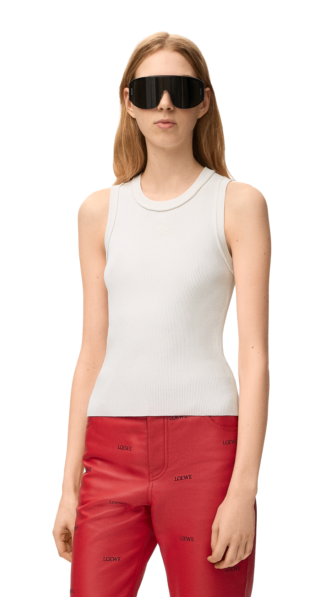 Anagram Tank Top in White Stretch Viscose