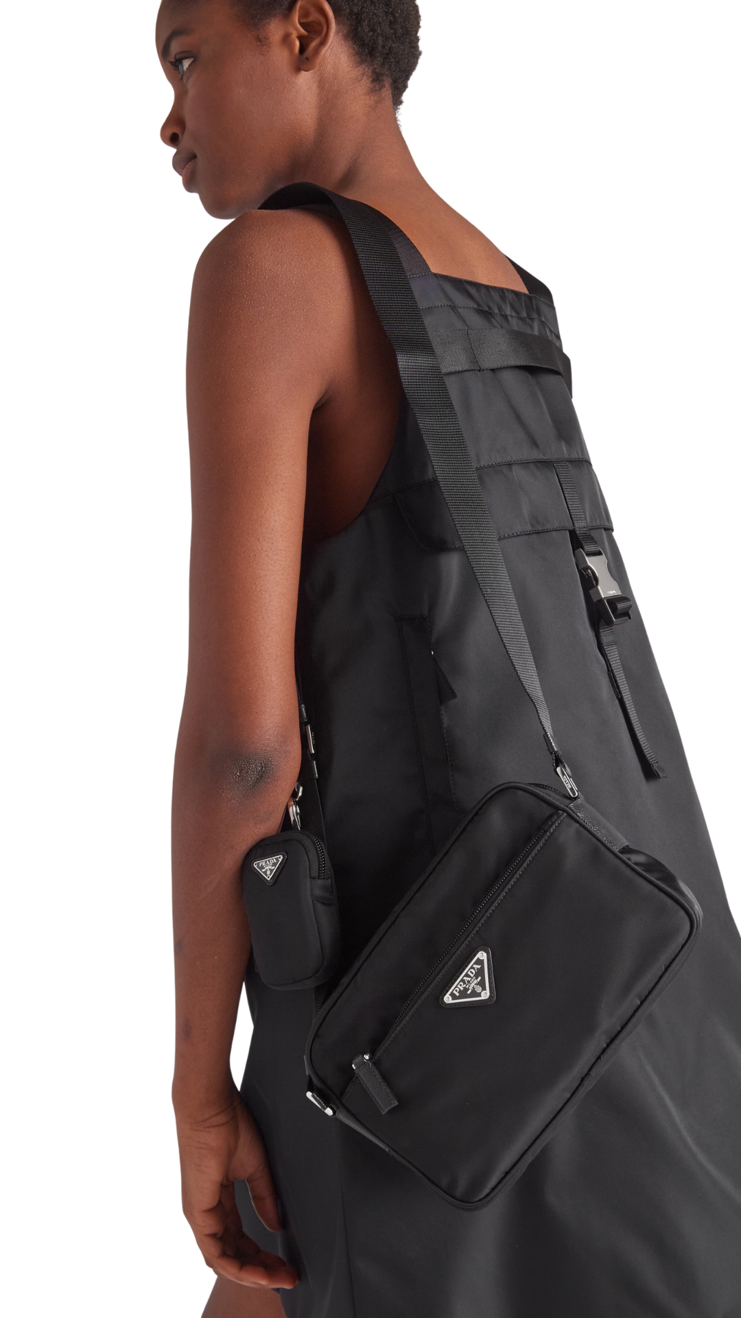 Re-Nylon Shoulder Bag in Black