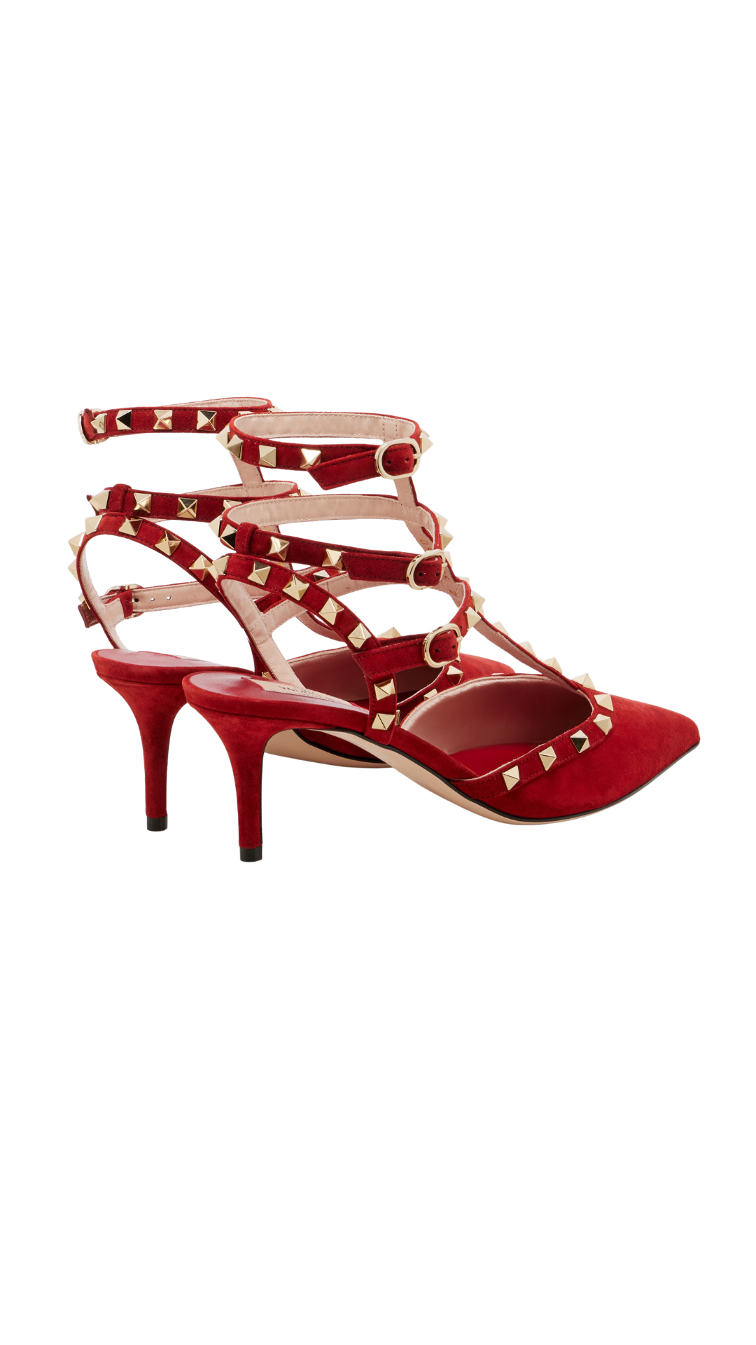 Rockstud Suede Pumps in Red