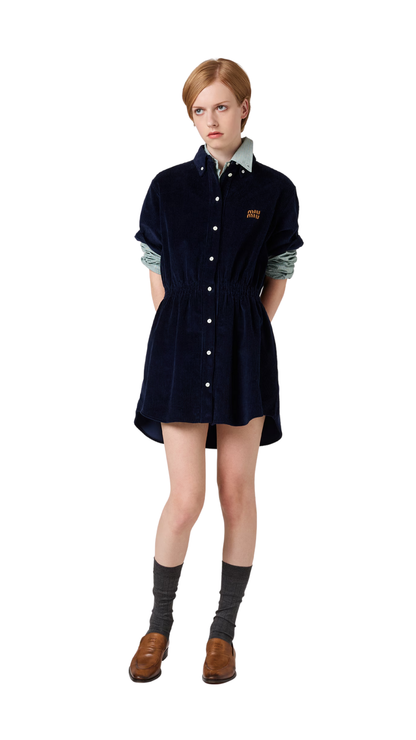 Corduroy Dress in Navy