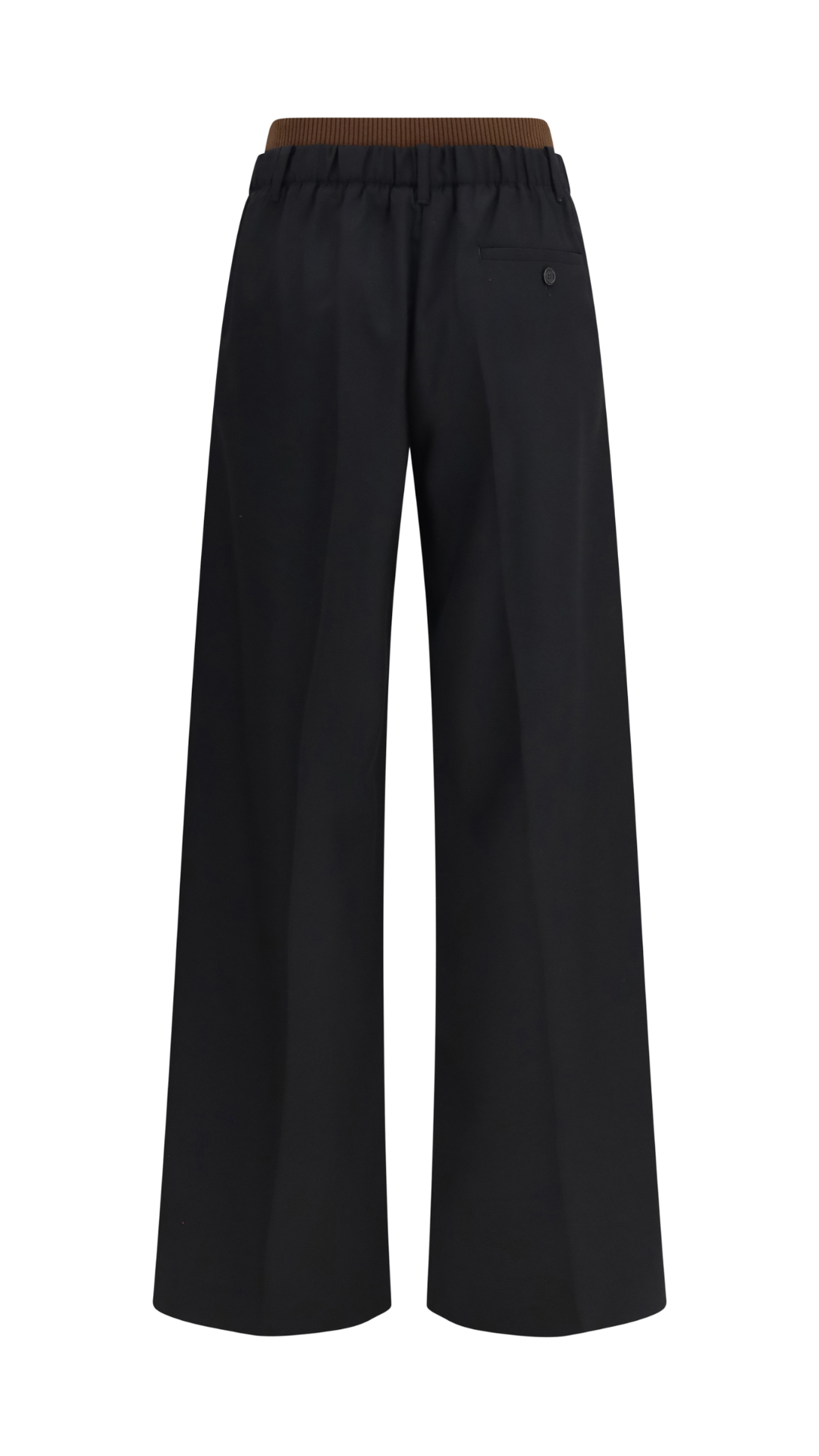 Wide-Leg Pants with Ribbed Waistband in Black