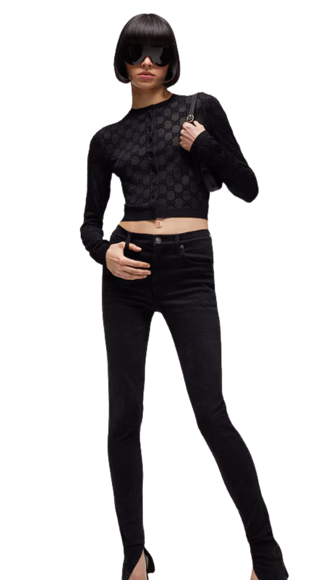 Fine Crêpe Viscose Cardigan in Black