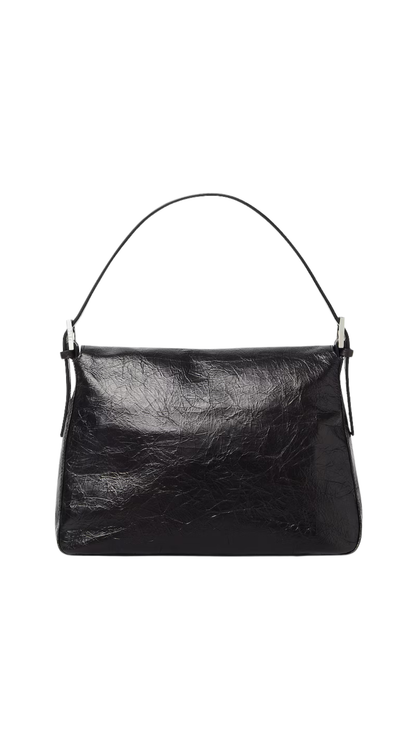 Flap 26325 in Crackled Black Leather Bag