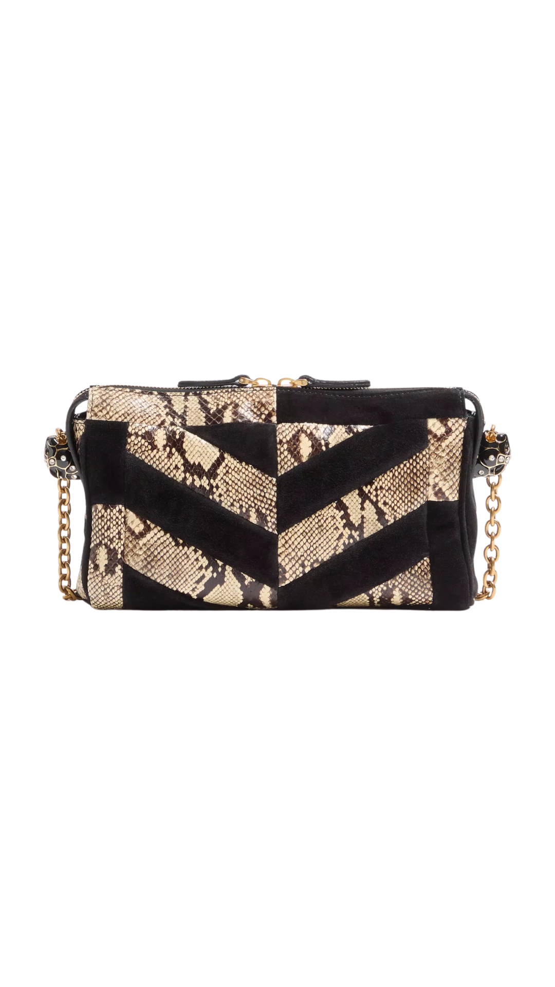 Panthea Small Shoulder Bag In Python And Suede With A Chevron Pattern