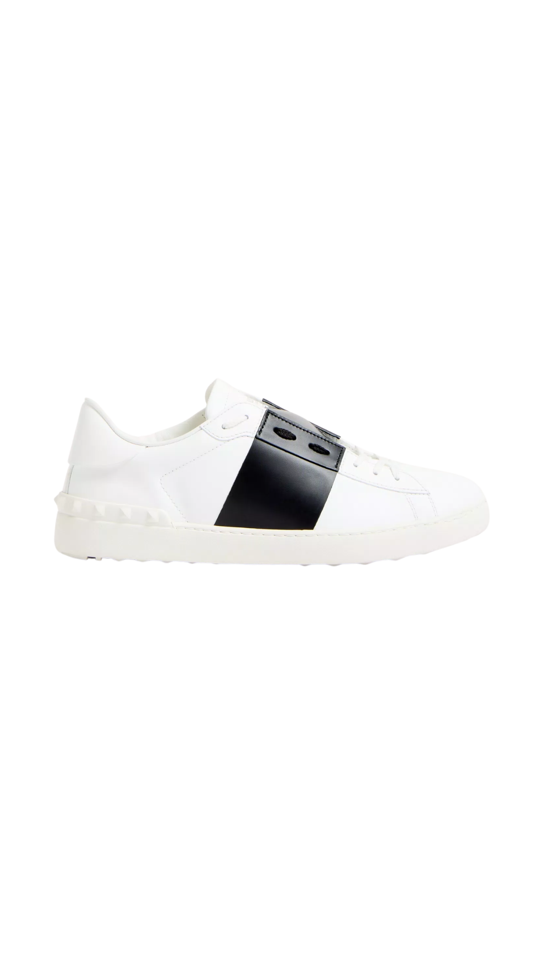 Calfskin Open Sneaker in White/ Black