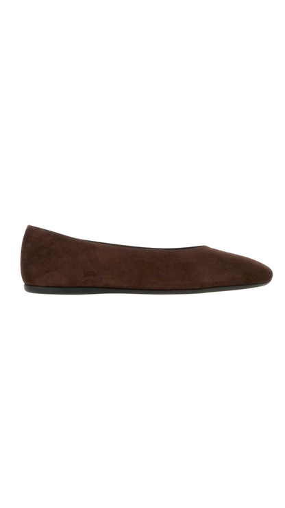Brushed Suede Ballerinas in Scarlet