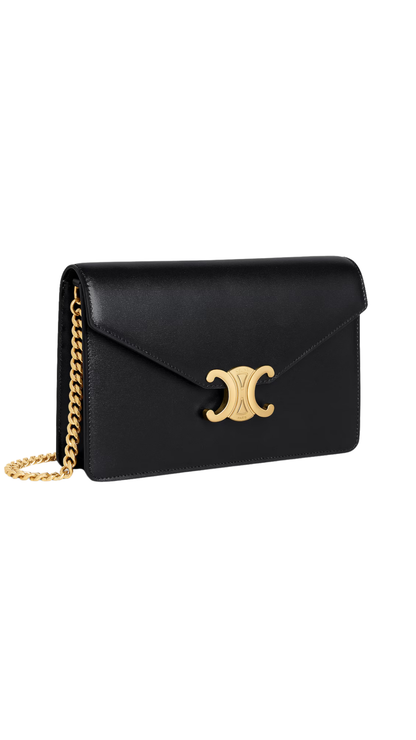 Wallet On Chain Margo In Black Shiny Calfskin