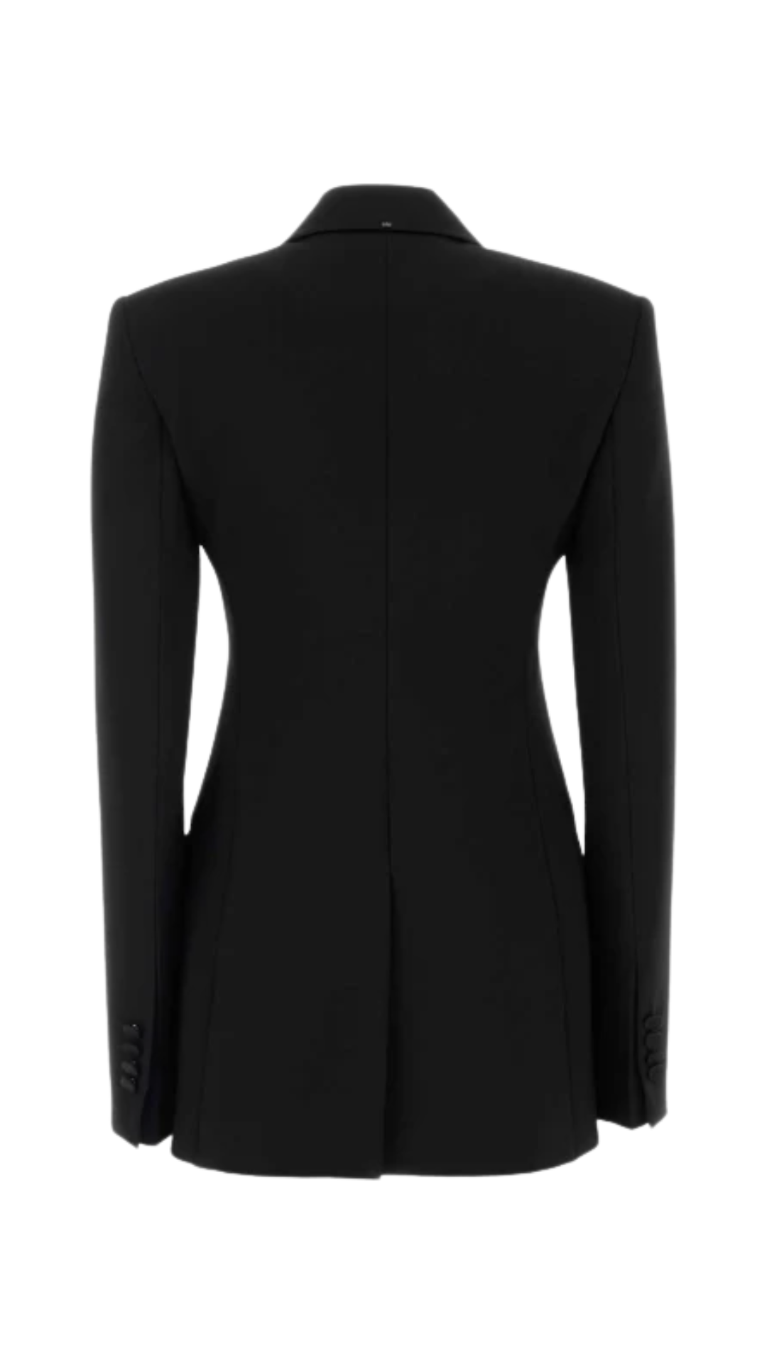 Double-Breasted Natural Stretch Wool Blazer in Black