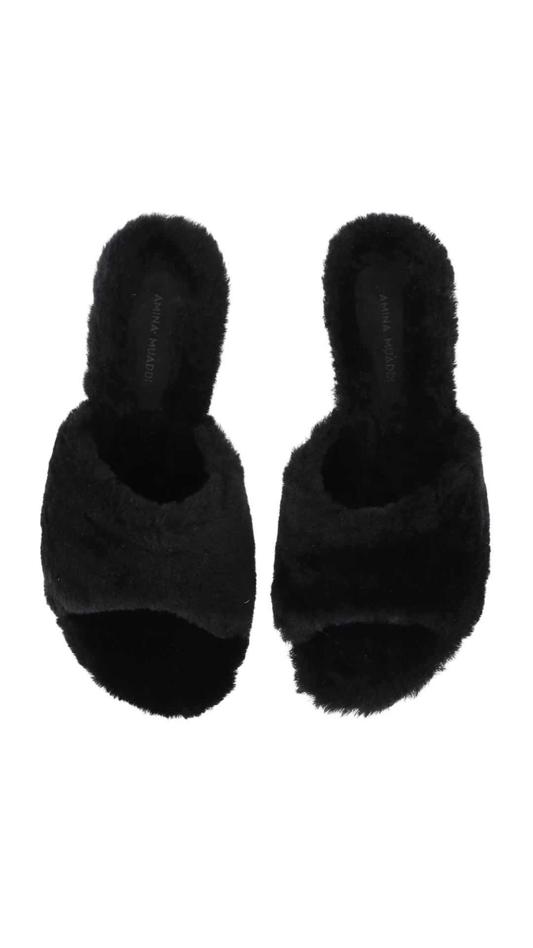 Shearling Sandals with Heels in Black