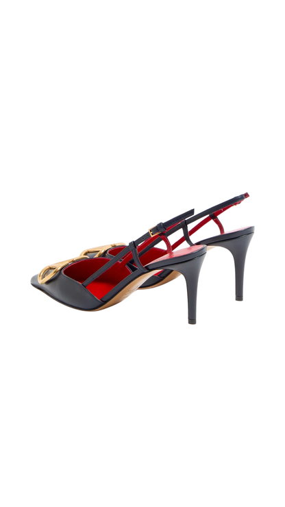 VLogo Signature Calfskin Slingback Pump in Black