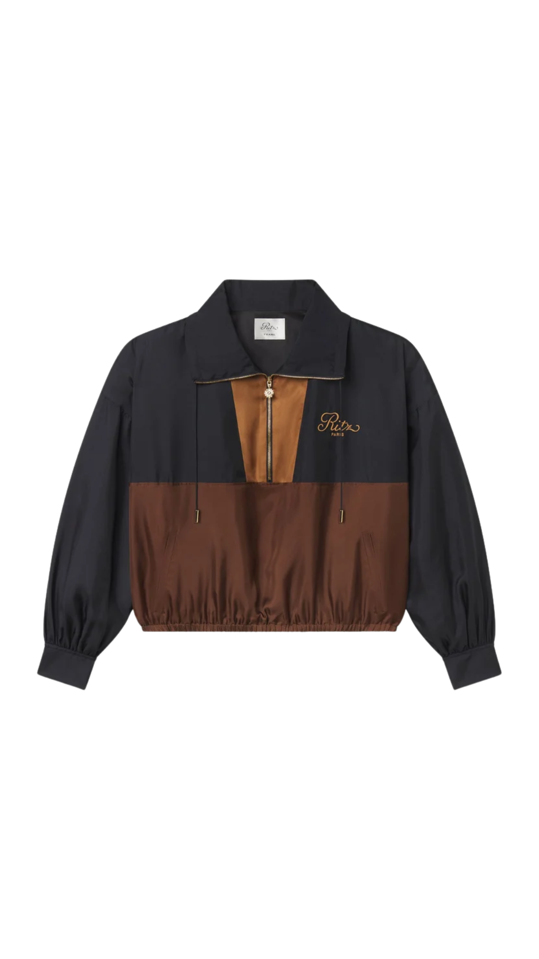 The Ritz Silk Half Zip Jacket in Dark Navy Multi