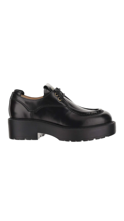 Leather Lace-Up Loafer in Black