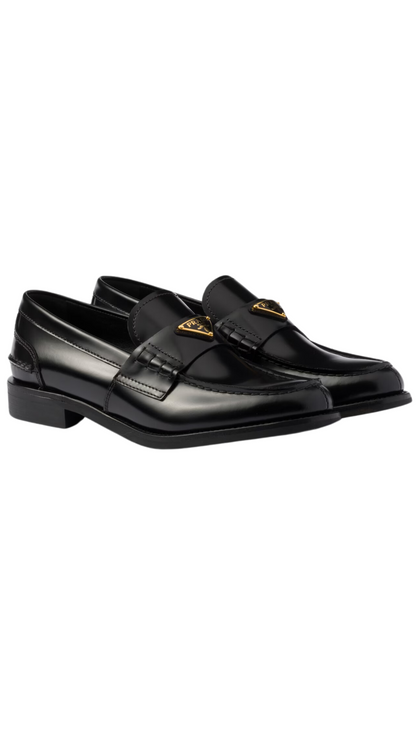 Brushed Leather Loafers in Black