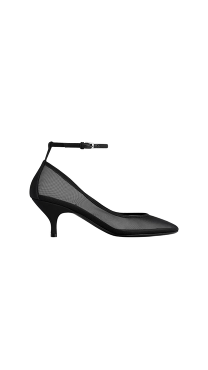 Strappy Pumps in Black Mesh