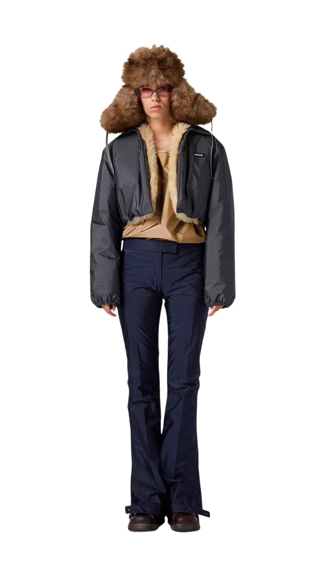 Technical Fabric and Shearling Blouson Jacket in Hematite