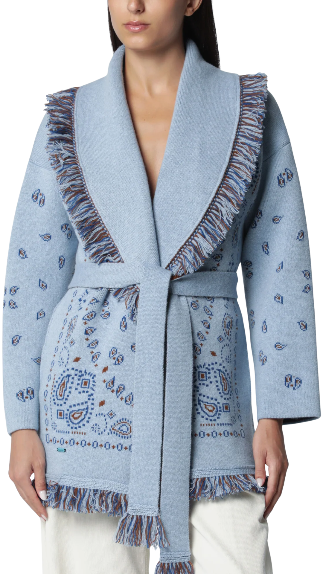 Cardigan Light Blue Bandana Jacquard