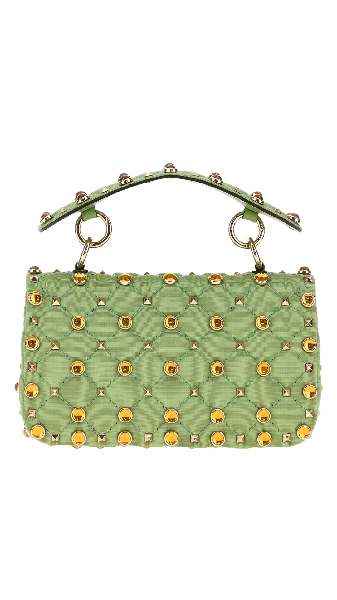 Green Fabric Rockstud Handbag