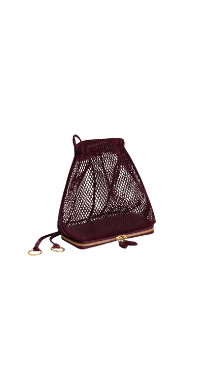 Le Pochon Bag in Garnet Red Fishnet