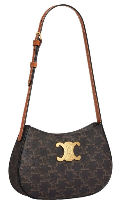 Medium Tilly Bag in Triomphe Canvas and Calfskin in Tan