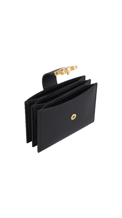 Accordeon Card Holder Nino in Black Supple Grained Calfskin