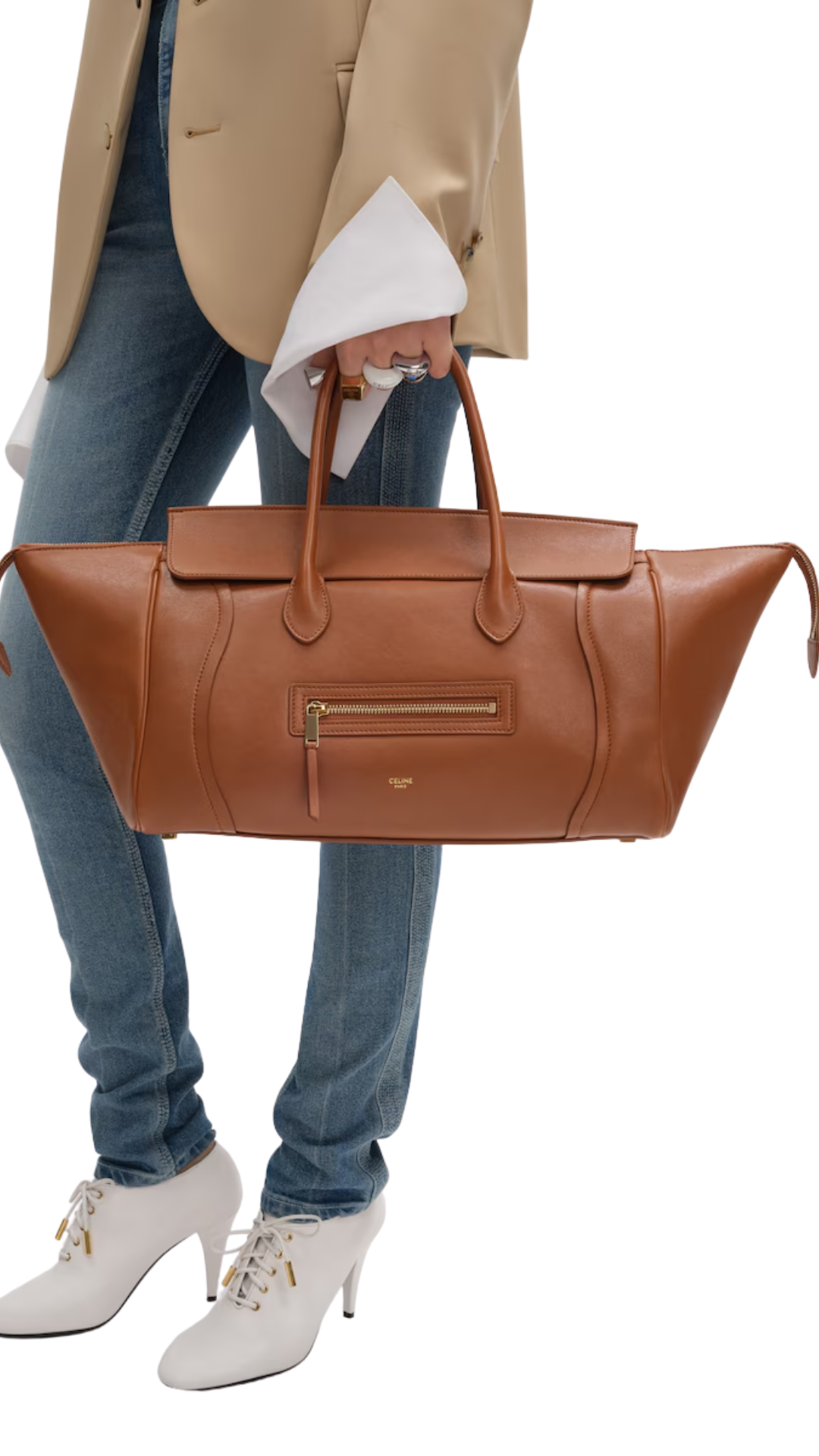Luggage in Sort Tan Supple Shiny Lambskin