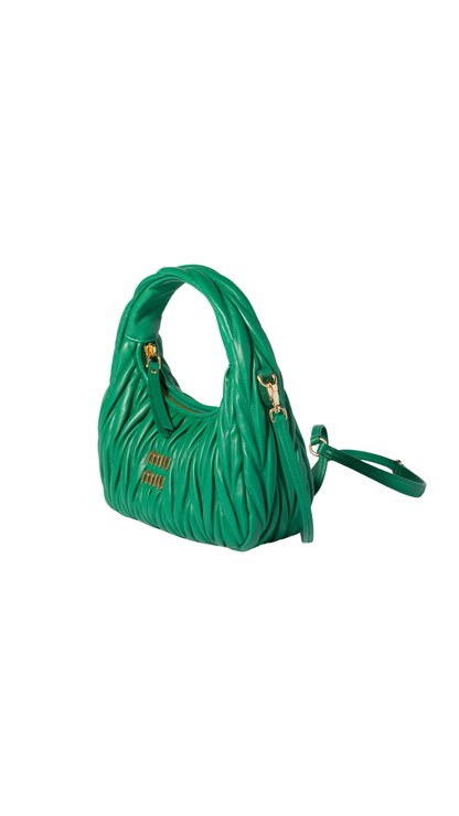 Wander Matelassé Nappa Leather Hobo Bag in Mango