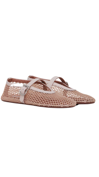 Ballet Flats in Fishnet Nude