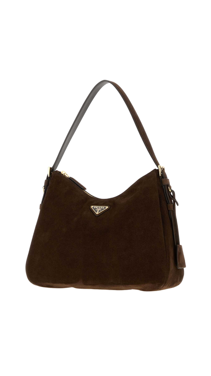 Aimée Suede Shoulder Bag in Cocoa Brown