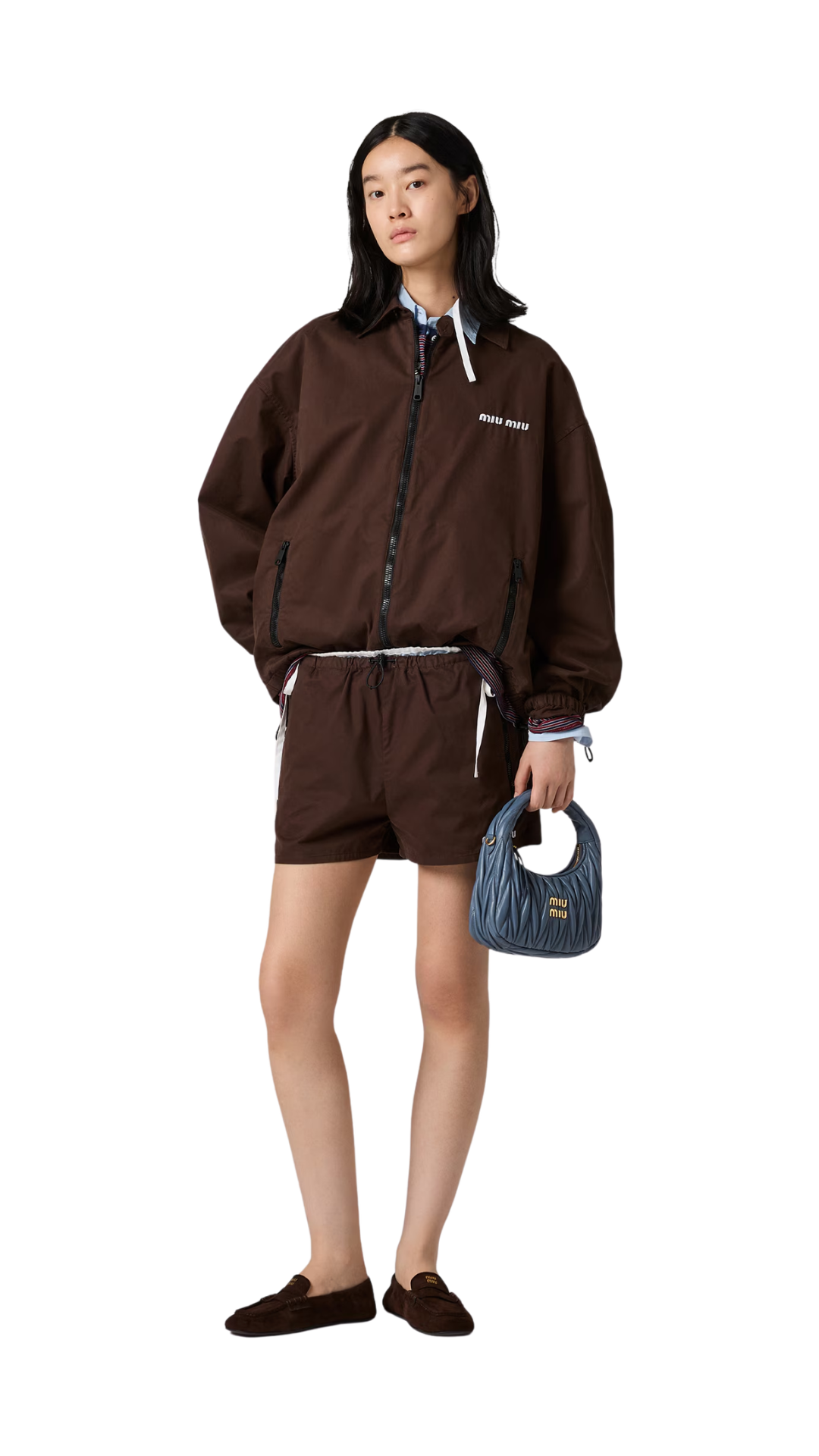 Washed Gabardine Blouson Jacket in Ebony
