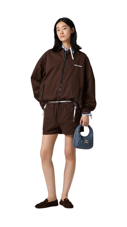 Washed Gabardine Blouson Jacket in Ebony