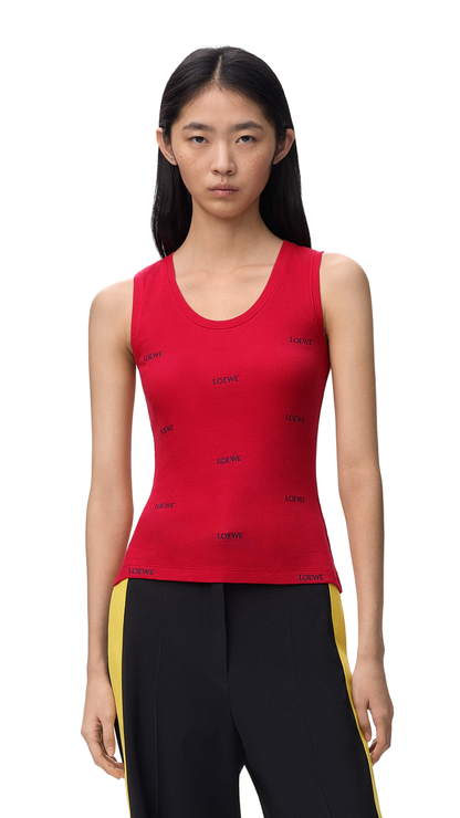 Tank Top in Red Stretch Cotton