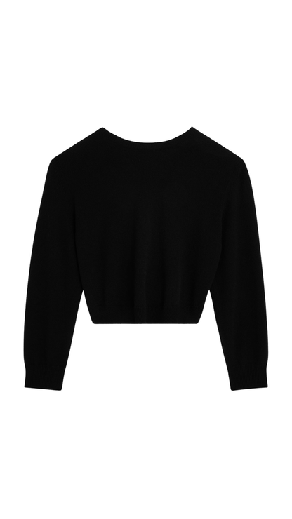 Cardigan in Black Fine Wool
