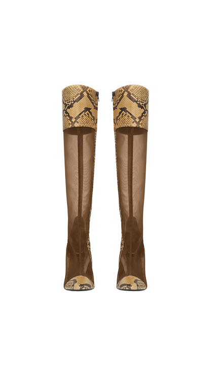 77 Boots in Sand Mesh and Python