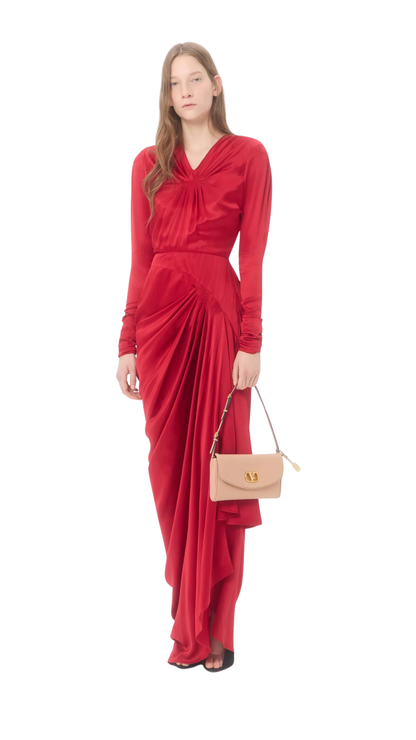 Devain Small Nappa Shoulder Bag in Rose Sand