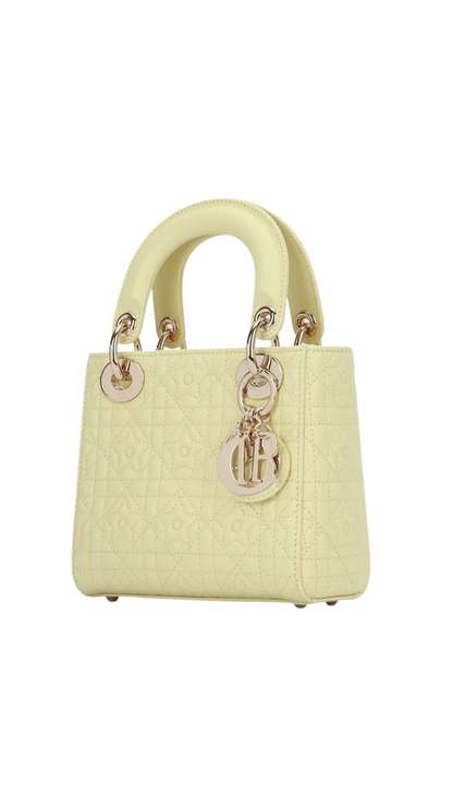 Lady Dior Bag  in Yellow Lambskin