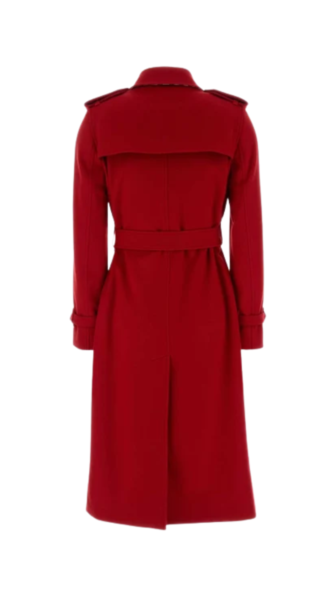 Double Breasted Belted Trench Coat in Red