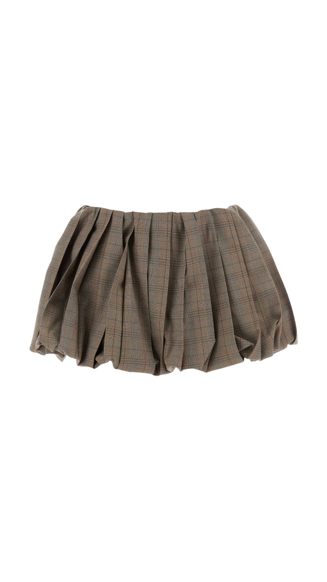 Pleated Gingham Check Skirt in Tobacco