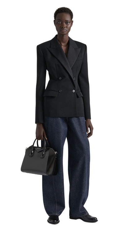 Small Antigona Bag in Black Box Leather