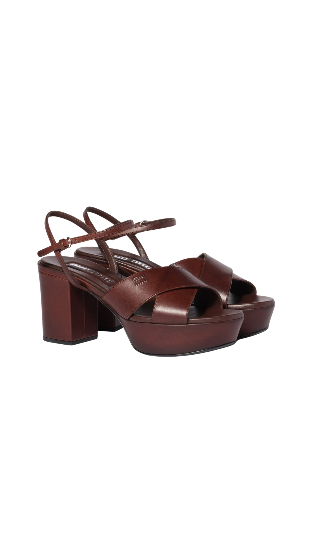 Leather Platform Sandals in Coffee
