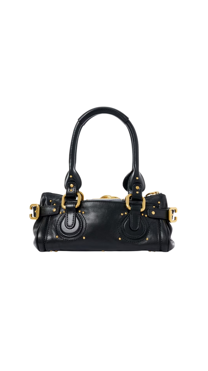 Small Paddington Bag in Black Grained Leather