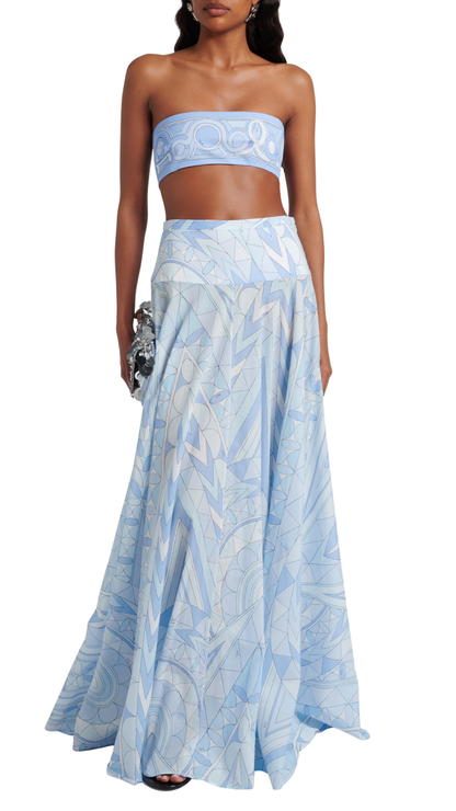 Angoli Cotton Maxi Skirt in Blue
