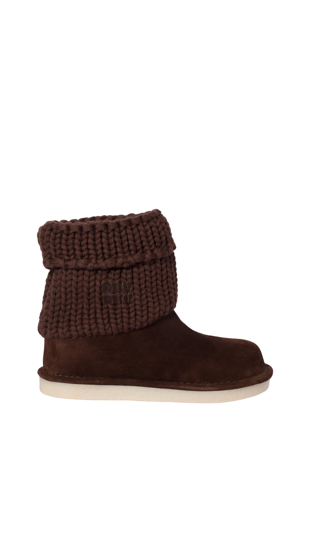 Suede and Knit Booties in Dark Brown