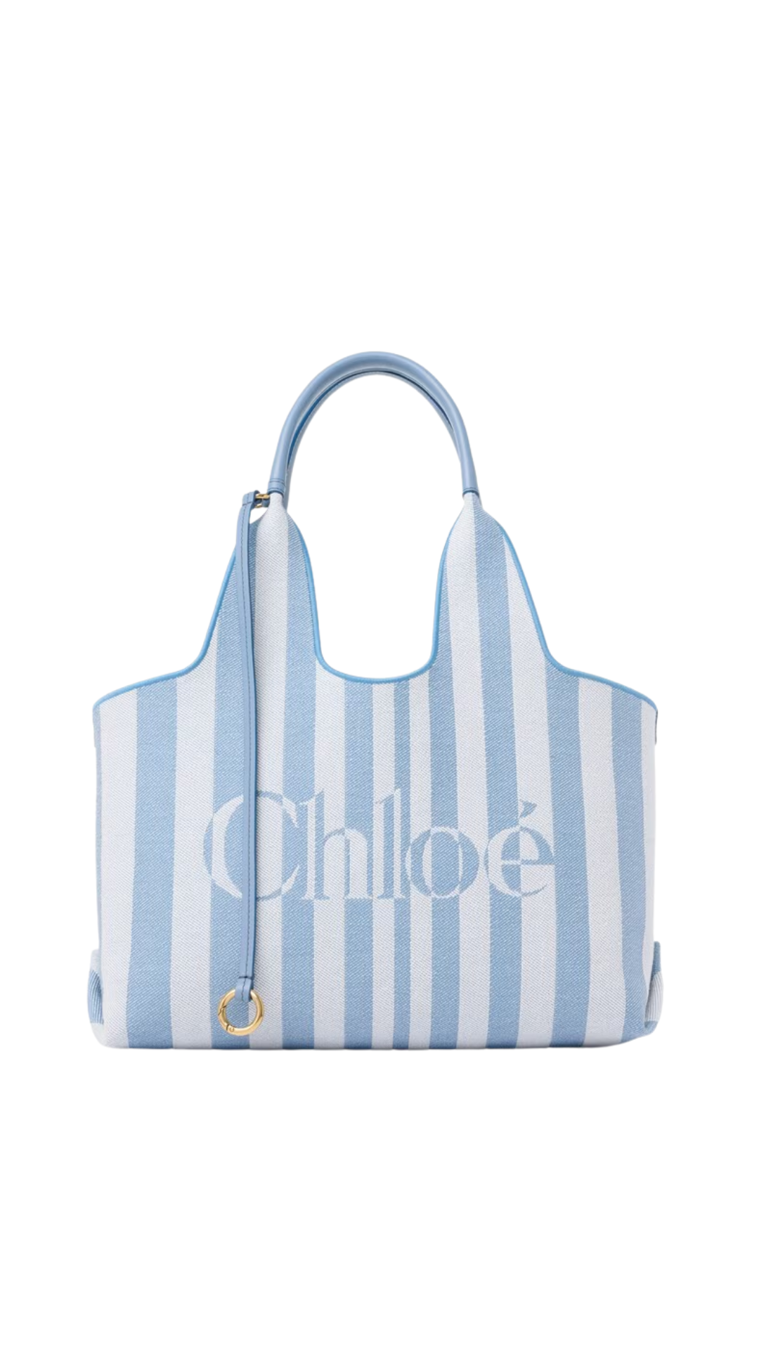 Stripy East-West Tote Bag in Surfing Blue Jacquard