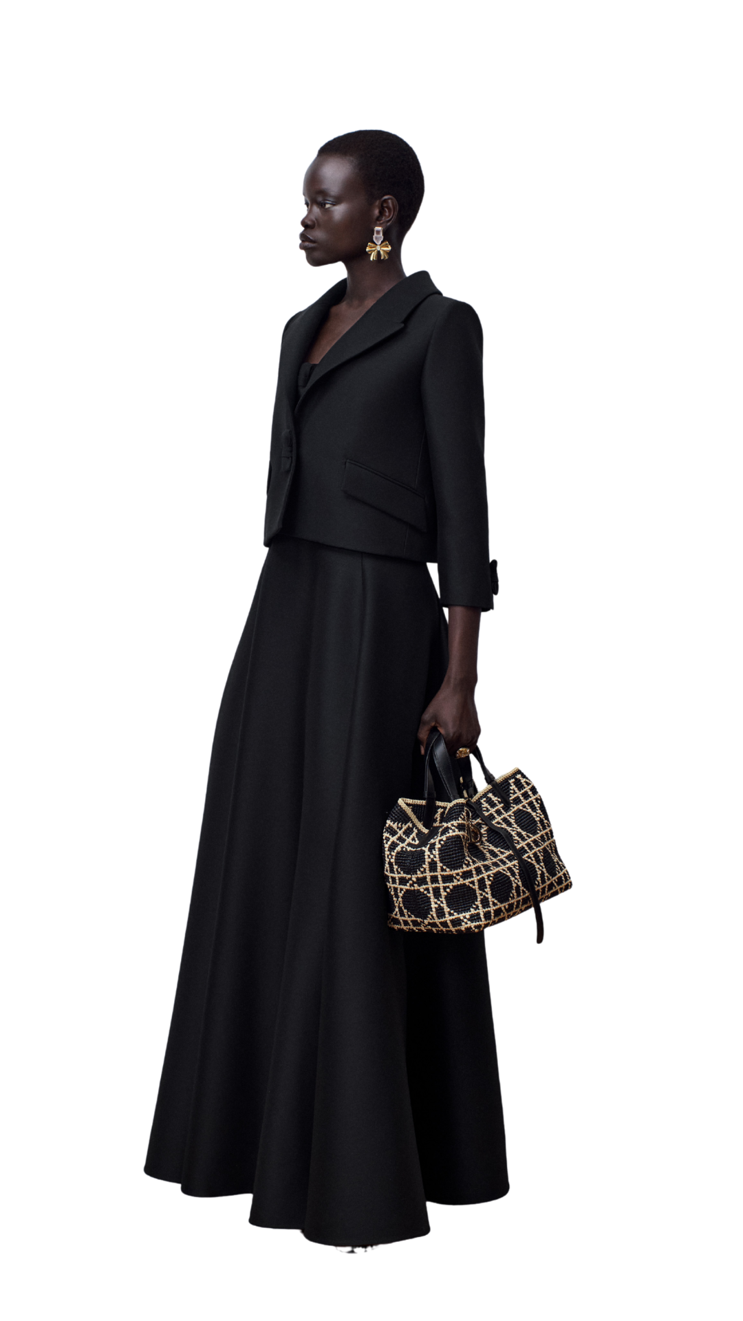 Medium Dior Toujours Bag in Two-Tone Black and Natural Cannage Raffia