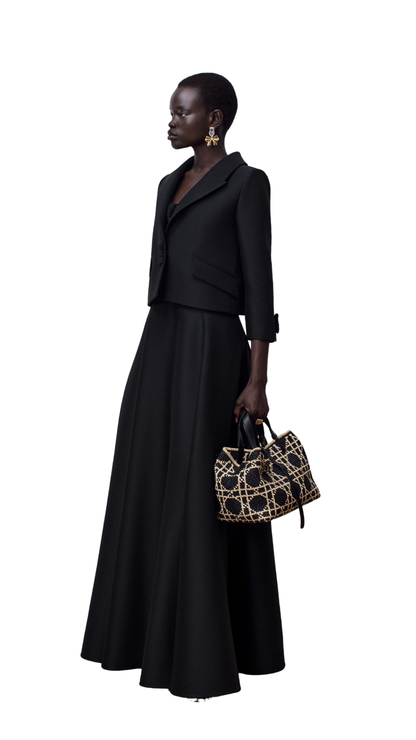 Medium Dior Toujours Bag in Two-Tone Black and Natural Cannage Raffia